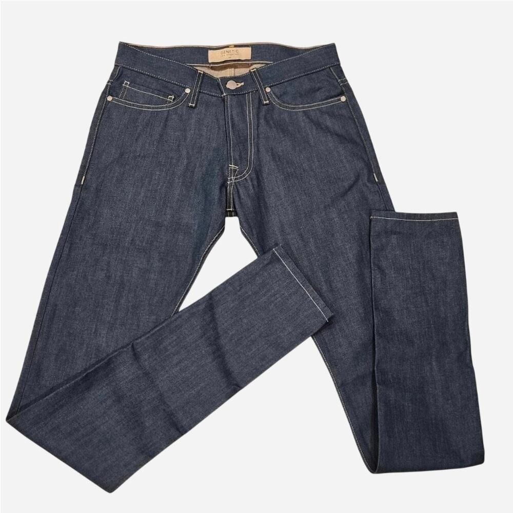 Genetic Los Angeles Le Greg 36L Raw Denim Jeans Indigo Straight Leg Size 28